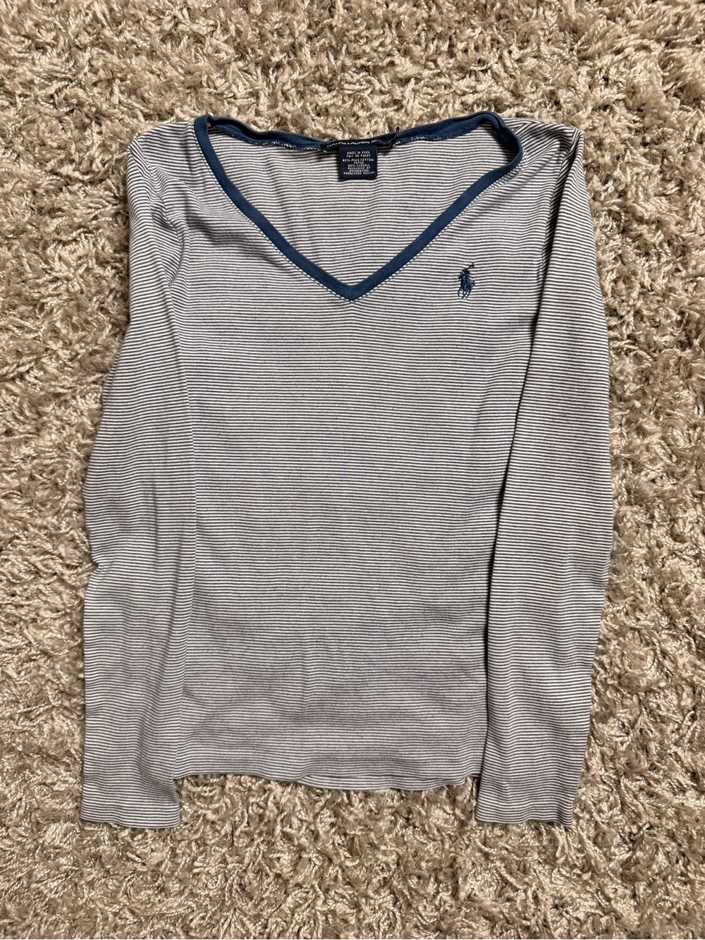 2000s Ralph Lauren Sports Striped Long Sleeve Shirt - Picture 2 of 3